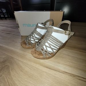 NWT Maurice's Open Toe Strappy Wedge | Size 9.5 Color: gray